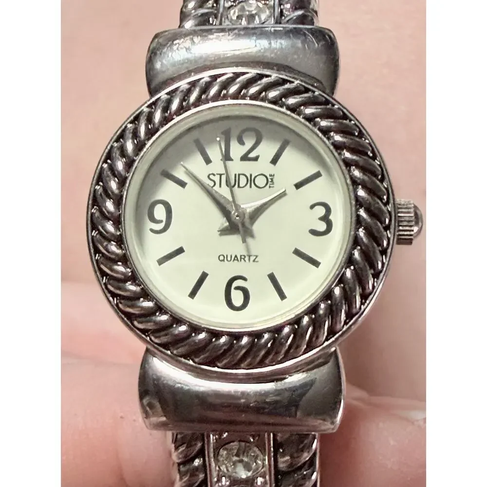 Studio Time Silver Cuff Watch NWT + Beaded Bracelet Set